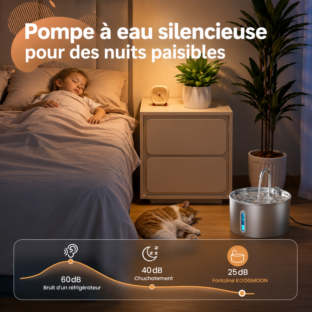 Fontaine Inox Premium™ 2,2 L – Silencieuse et hygiénique