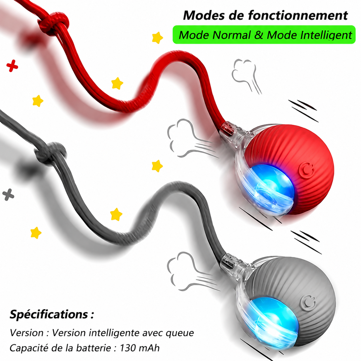 🐾 Balle Intelligente Interactive pour Chat – Rechargeable USB