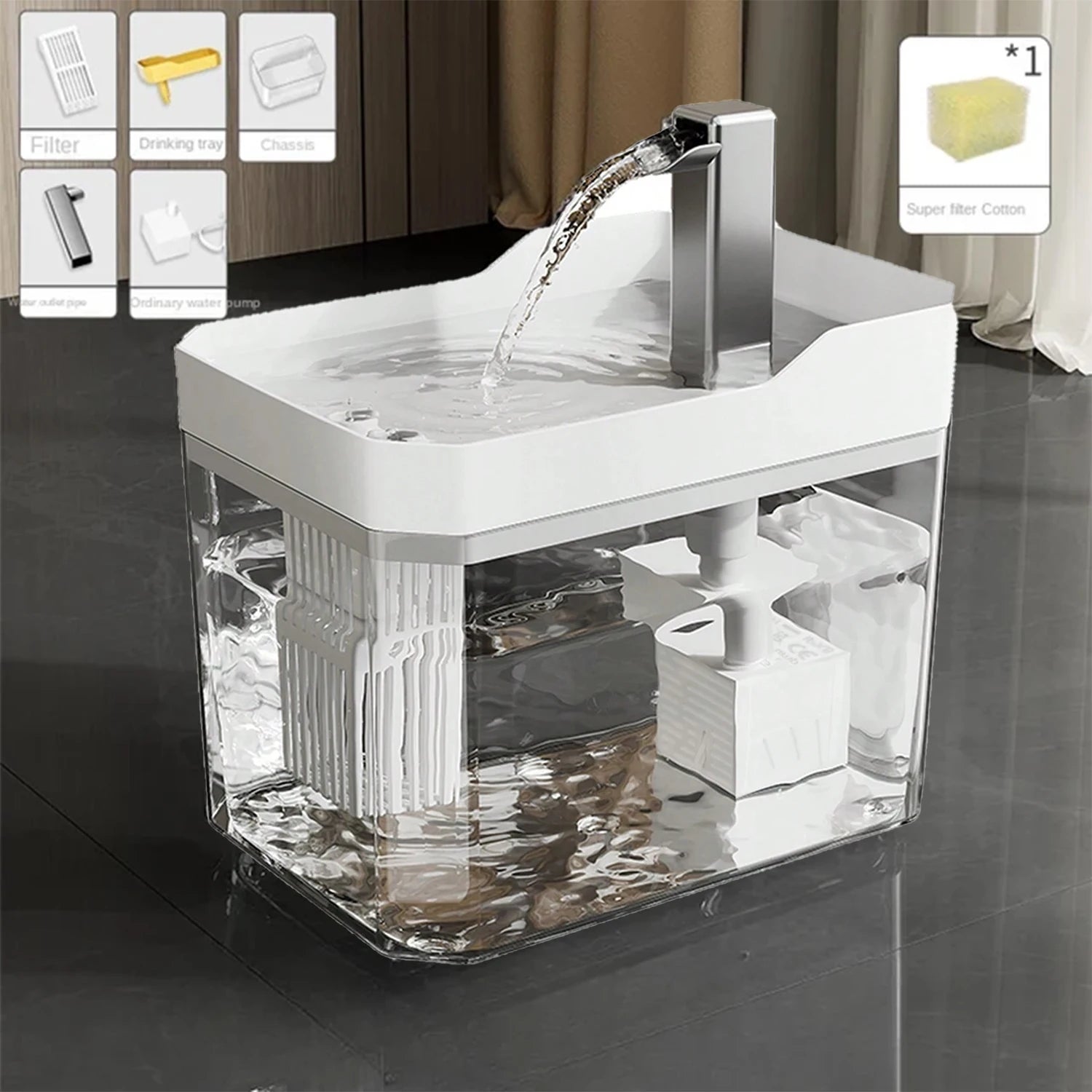 Fontaine Cristal™ 1,5 L – Hydratation continue pour chats